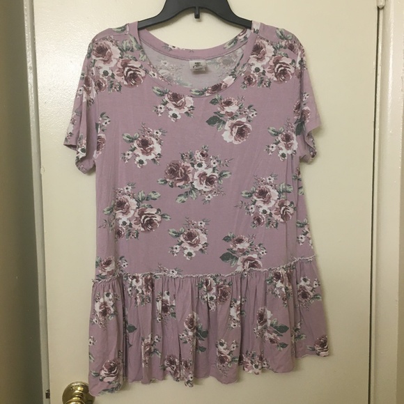 Agnes & Dora Tops - 4 FOR $15- Purple Rose Peplum Blouse